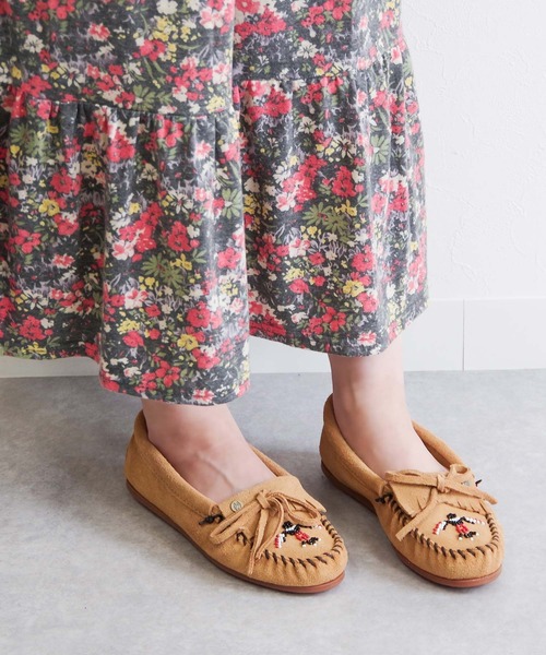 デッキシューズ モカシン MINNETONKA ミネトンカ / ビーズ刺繍 スエードモカシン THUNDERBIRD ANIMIKI サンダーバード