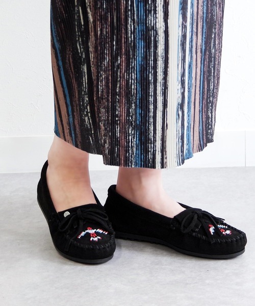 デッキシューズ モカシン MINNETONKA ミネトンカ / ビーズ刺繍 スエードモカシン THUNDERBIRD ANIMIKI サンダーバード