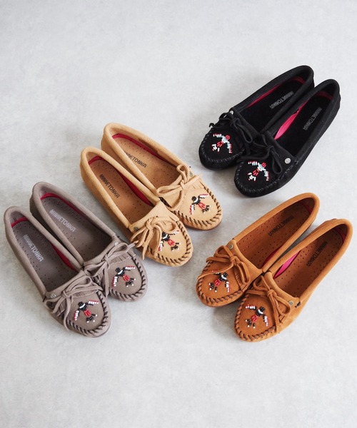 デッキシューズ モカシン MINNETONKA ミネトンカ / ビーズ刺繍 スエードモカシン THUNDERBIRD ANIMIKI サンダーバード