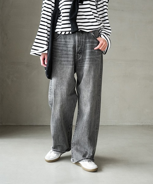 SOLAMONAT 5Pルーズストレートイージーデニム　ダメージジーンズ 楽天市場】◇[b1038-1]SOLAMONAT(ソラモナ)5Pルーズストレートイージー