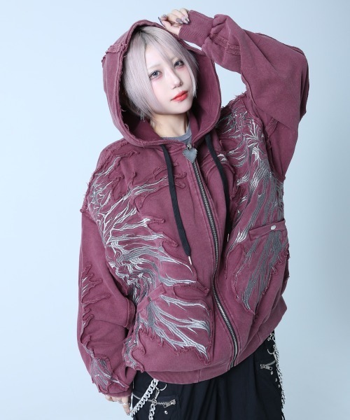 バックステージパス（backstagepass）/CRIMSON GHOST HOODIE(クリムゾン ゴースト フーディー)ビッグシルエット ジップ BACKSTAGE PASS（バックステージパス） パーカー CRIMSON GHOST HOODIE