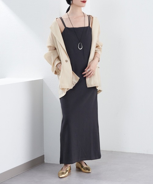 「SHENERY」 キャミソールワンピース 38 グレー レディース_画像2