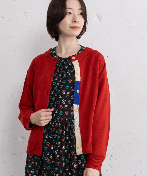 POU DOU DOU（プードゥドゥ） カーディガン 下前立て配色クルーネック