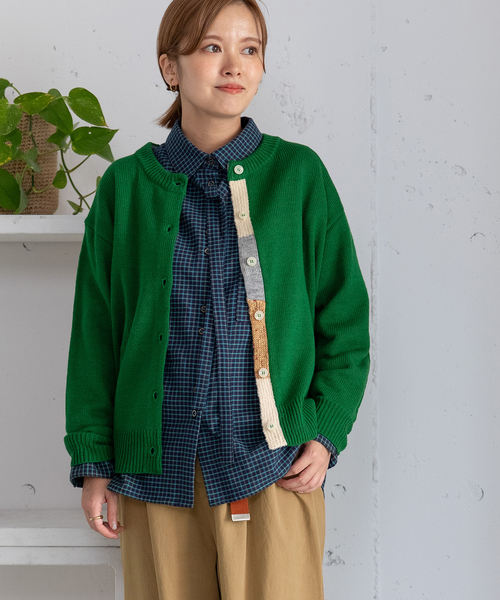 POU DOU DOU（プードゥドゥ） カーディガン 下前立て配色クルーネック