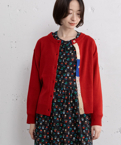 POU DOU DOU（プードゥドゥ） カーディガン 下前立て配色クルーネック