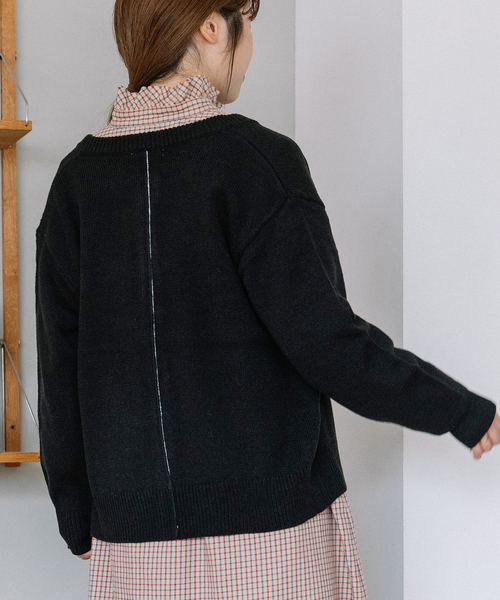 POU DOU DOU（プードゥドゥ） カーディガン 下前立て配色クルーネック