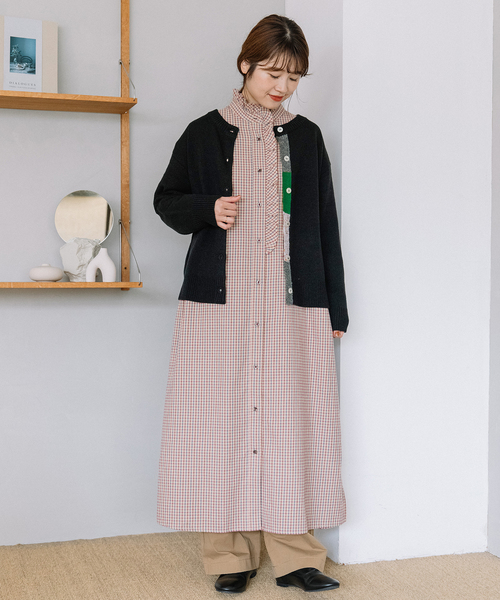 POU DOU DOU（プードゥドゥ） カーディガン 下前立て配色クルーネック