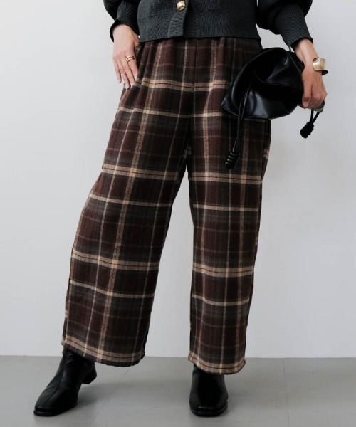 エム&キョウコ　チェック柄 ワイドパンツ Msize エム&キョウコチェック柄 ワイドパンツ Msize