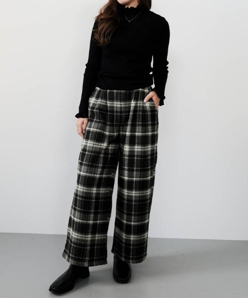 パンツ チェック柄ワイドパンツ レディース : ZOZOTOWN Yahoo!店