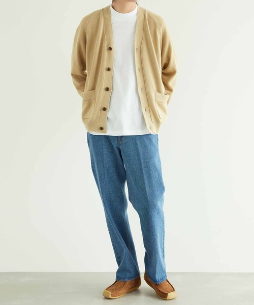 「WILD LIFE TAILOR Adam et Rope'」 ニットカーディガン L ベージュ メンズ_画像6
