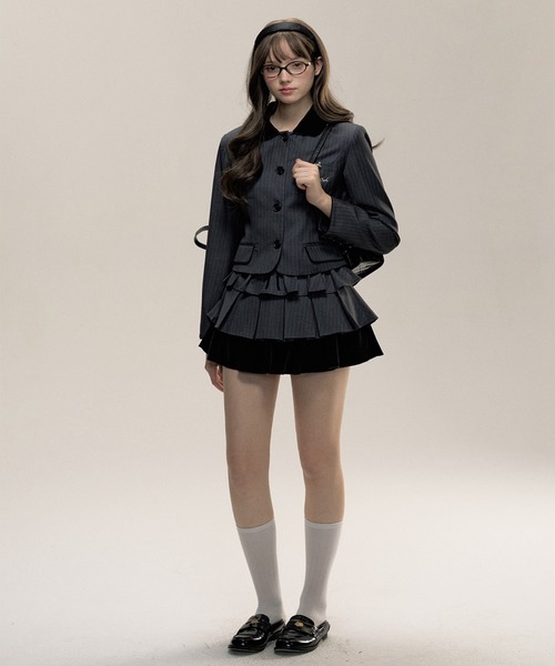 SunsetPark スカート ピンストライプ ティアードプリーツスカート