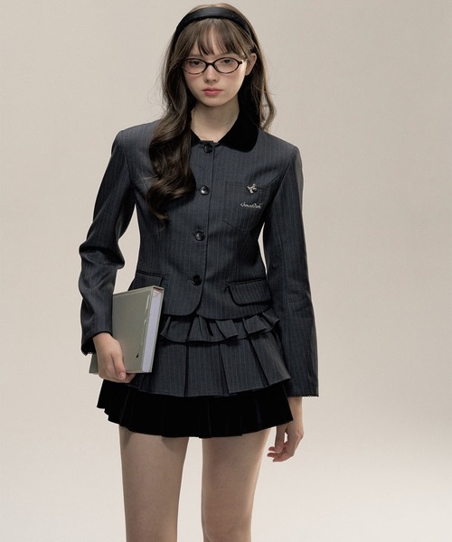 SunsetPark スカート ピンストライプ ティアードプリーツスカート