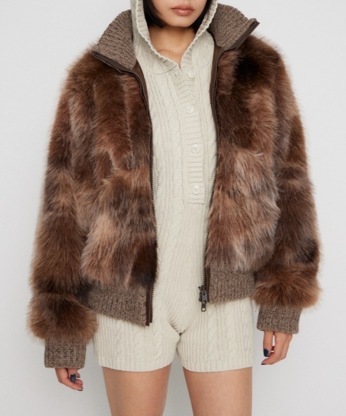 LAGUA GEM（ラグアジェム） ブルゾン アウター MIX KNIT FAUX FUR