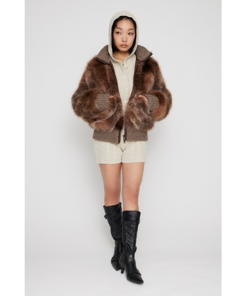 LAGUA GEM（ラグアジェム） ブルゾン アウター MIX KNIT FAUX FUR