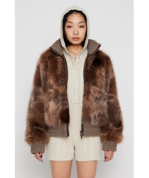 LAGUA GEM（ラグアジェム） ブルゾン アウター MIX KNIT FAUX FUR