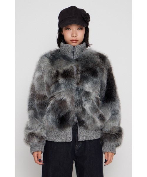 ラグアジェムLAGUA GEM CABLE KNIT FAUX FUR ブルゾン LAGUA GEM