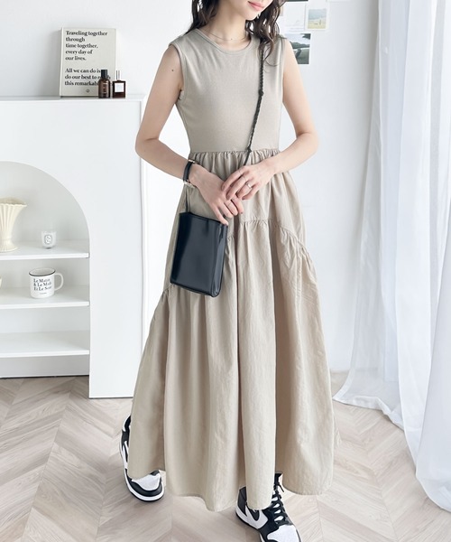 「classicalelf」 ノースリーブワンピース MEDIUM チャコールグレー レディース_画像4