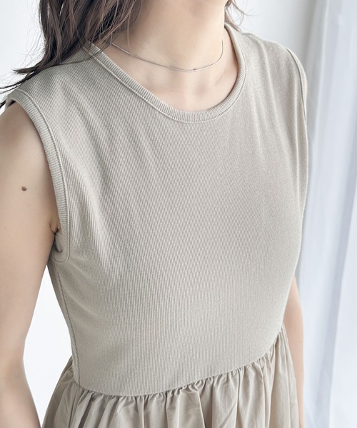 「classicalelf」 ノースリーブワンピース MEDIUM チャコールグレー レディース_画像6