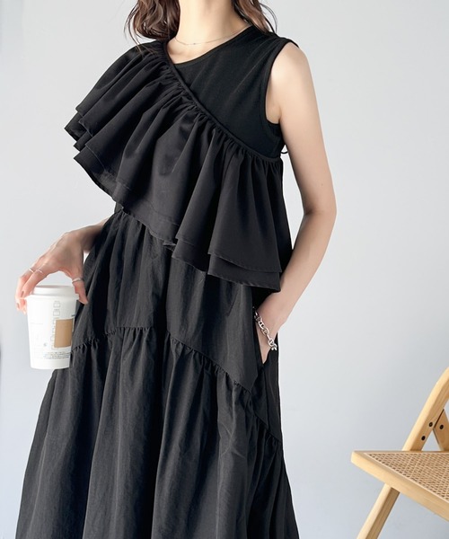 「classicalelf」 ノースリーブワンピース MEDIUM チャコールグレー レディース_画像8