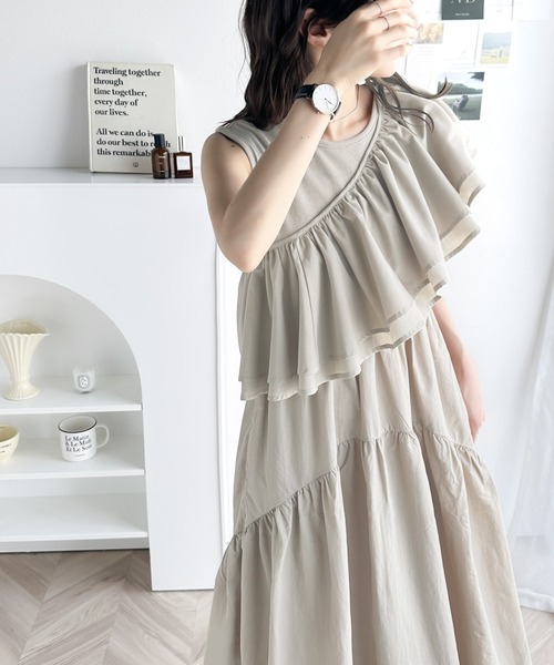 「classicalelf」 ノースリーブワンピース MEDIUM チャコールグレー レディース_画像9