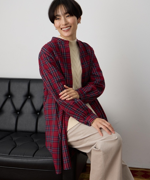 DECOY SINCE 1981 ブラウス シャツ チェック柄チュニックブラウス