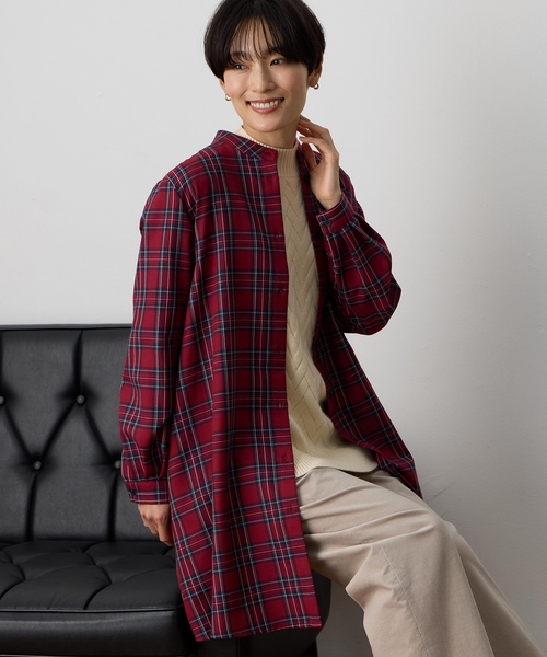 DECOY SINCE 1981 ブラウス シャツ チェック柄チュニックブラウス