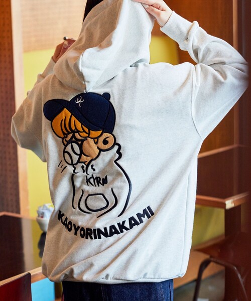 「kaoyorinakami」 プルオーバーパーカー MEDIUM チャコールグレー メンズ_画像3