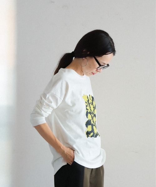 「FIL DE FER」 長袖カットソー FREE ホワイト×イエロー レディース_画像5