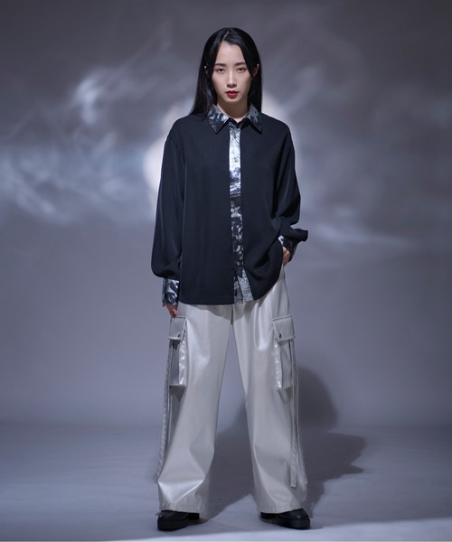 「Ellno Loset」 長袖シャツ MEDIUM ブラック系その他 メンズ_画像2