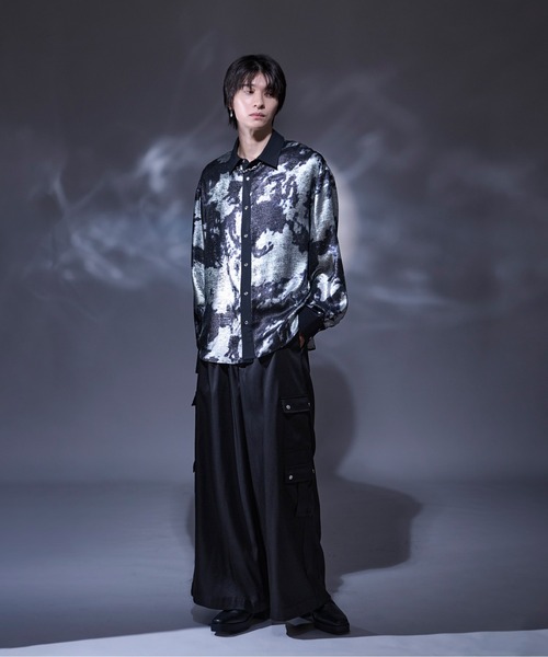 「Ellno Loset」 長袖シャツ MEDIUM ブラック系その他 メンズ_画像9