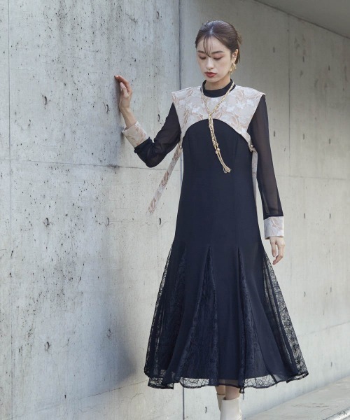 「Callarus」 長袖ワンピース LL ブラック レディース_画像2