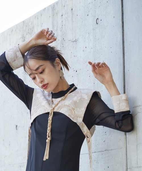 「Callarus」 長袖ワンピース LL ブラック レディース_画像4