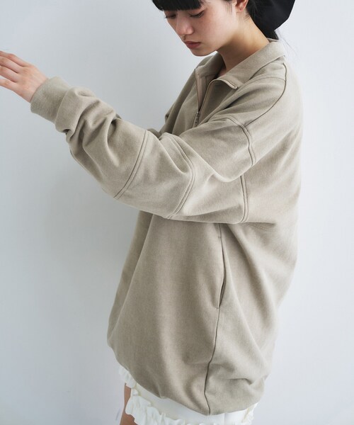 トレーナー スウェット half zip sweat mini dress レディースの画像