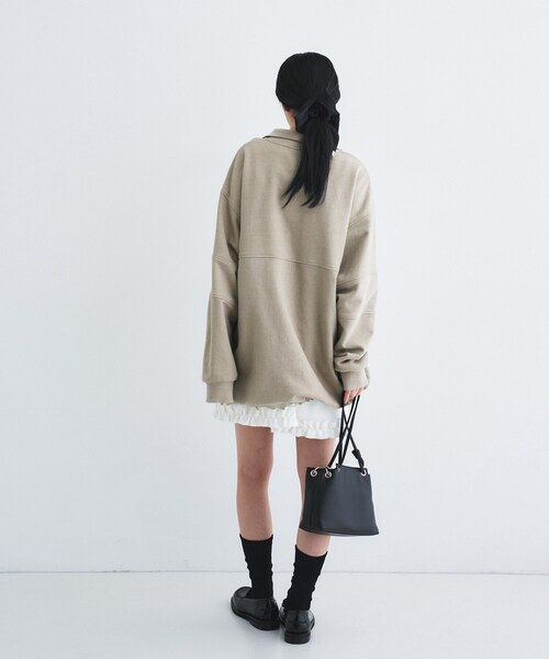 トレーナー スウェット half zip sweat mini dress レディースの画像