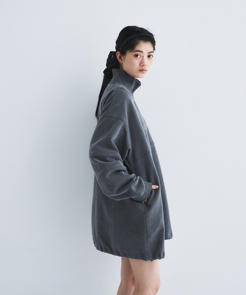 トレーナー スウェット half zip sweat mini dress レディースの画像
