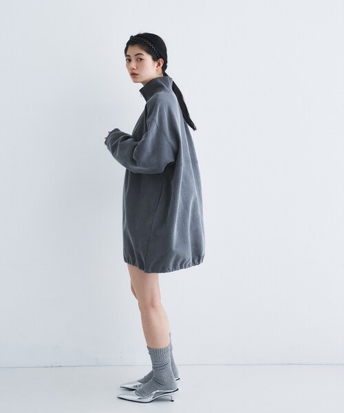 トレーナー スウェット half zip sweat mini dress レディースの画像