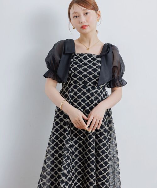 ドレス 金刺繍肩リボンドレス_9