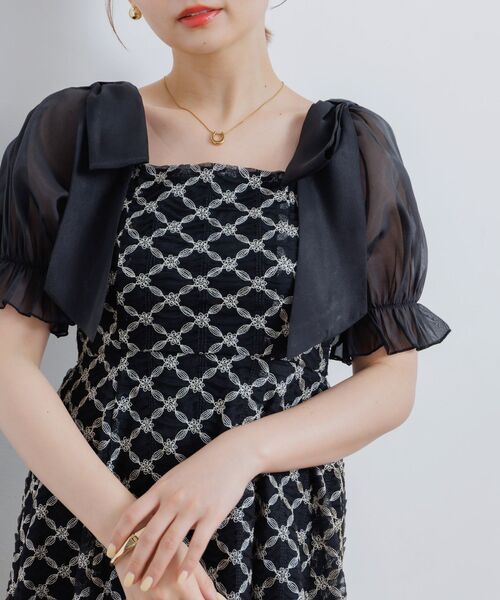 ドレス 金刺繍肩リボンドレス_11