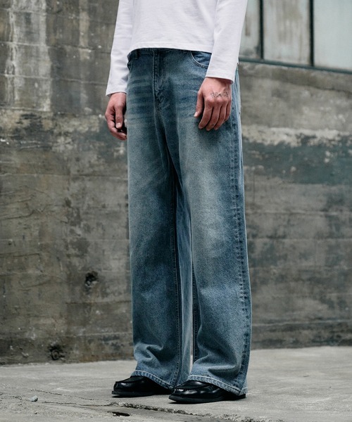 Regen Glanz ヴィンテージウォッシュストレートデニムパンツ Sサイズ Regen Glanz ジーンズ vintage wash straight denim pants