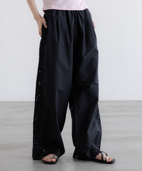 ワイドパンツ パンツ カットワークレースパンツ　657446 レディースの画像