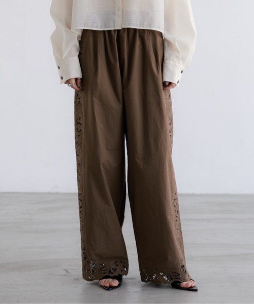 ワイドパンツ パンツ カットワークレースパンツ　657446 レディースの画像
