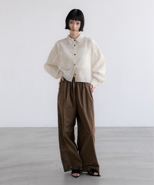 ワイドパンツ パンツ カットワークレースパンツ　657446 レディースの画像