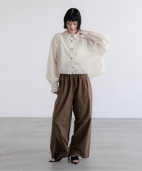 ワイドパンツ パンツ カットワークレースパンツ　657446 レディースの画像
