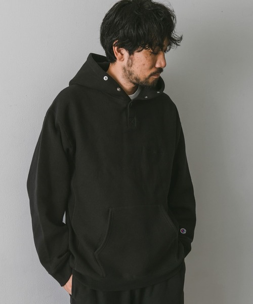 「Champion」 プルオーバーパーカー LARGE ネイビー メンズの画像