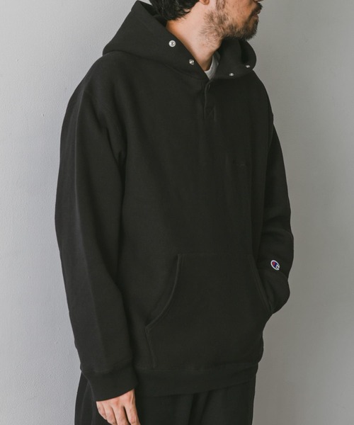 「Champion」 プルオーバーパーカー LARGE ネイビー メンズの画像