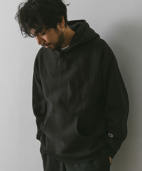 「Champion」 プルオーバーパーカー LARGE ネイビー メンズの画像