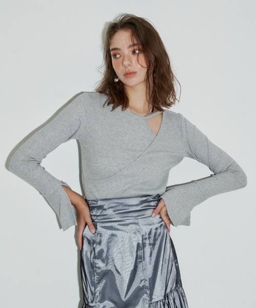 「VIOLETTA」 長袖カットソー FREE ボルドー レディース_画像7