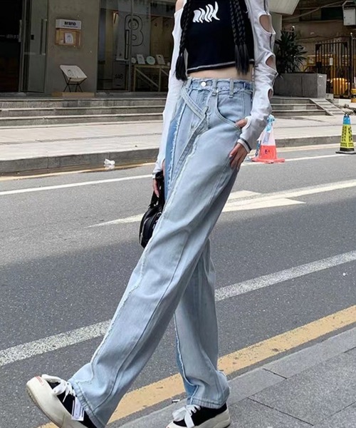 「meJane」 デニムパンツ L ブルー レディース_画像5