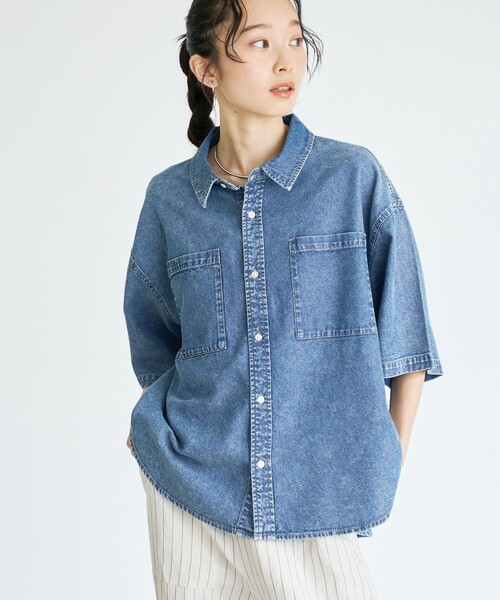 coen（コーエン） ブラウス シャツ 半袖 「新色登場」コットンレーヨン 