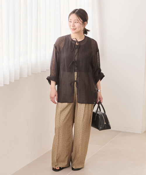 ワイドパンツ パンツ ドットプリントワイドパンツ レディースの画像